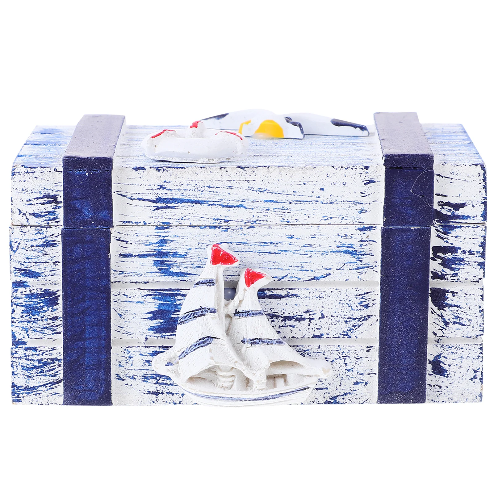 

Mediterranean Style Wooden Jewelry Box Small Portable Storage Case Flip Lid Organizer Multi Functional Decorative Trinket