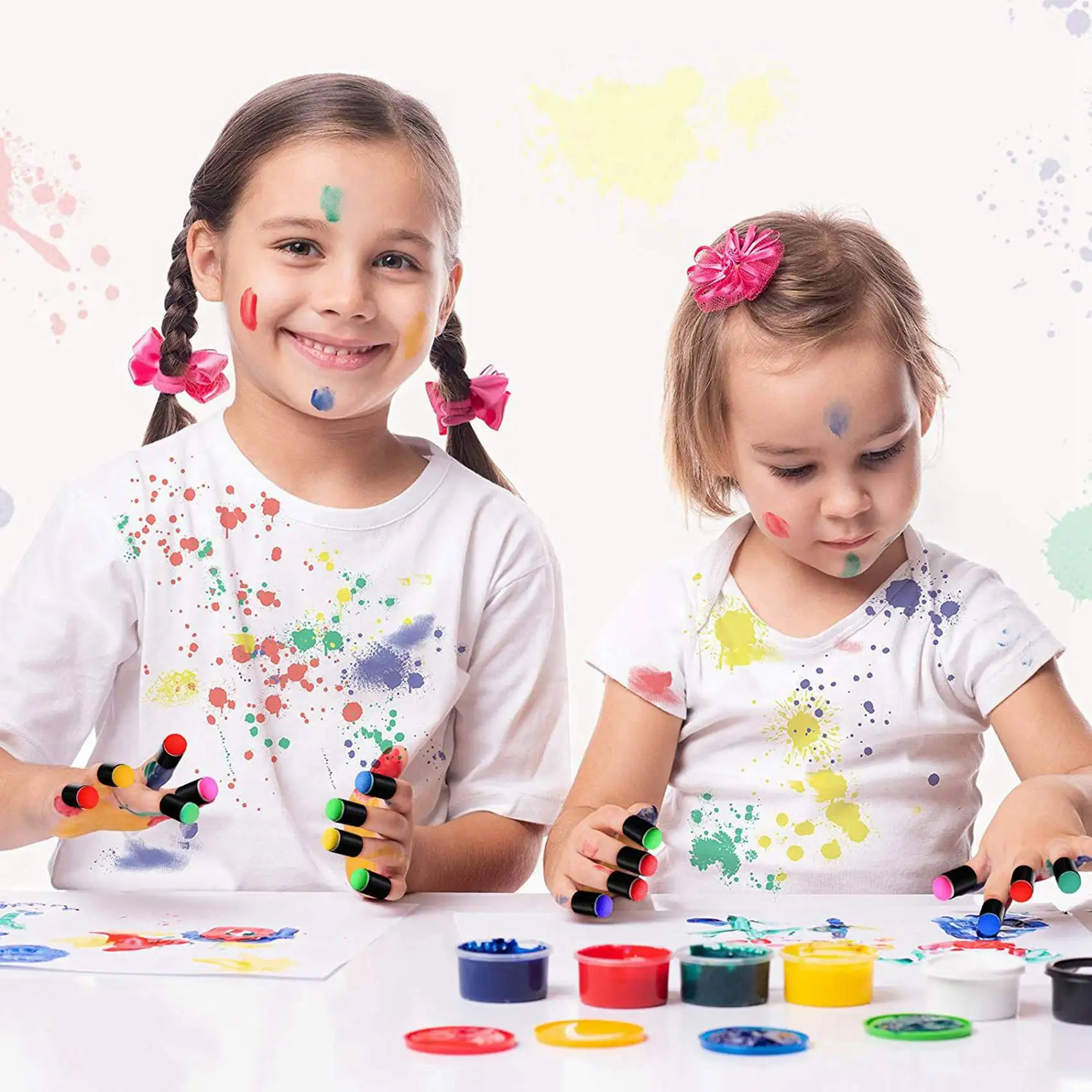Altamente recomendado-132 Uds esponja para dedos Daubers esponja para pintar con los dedos artesanía dibujo esponja Dauber Set para pintar arte tinta Cra