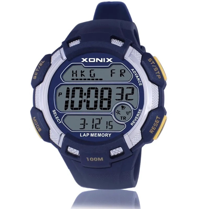 XONIX European and American Trendy Large Dial Student Multi functional Waterproof Sports Night Light Electronic Watch CQ