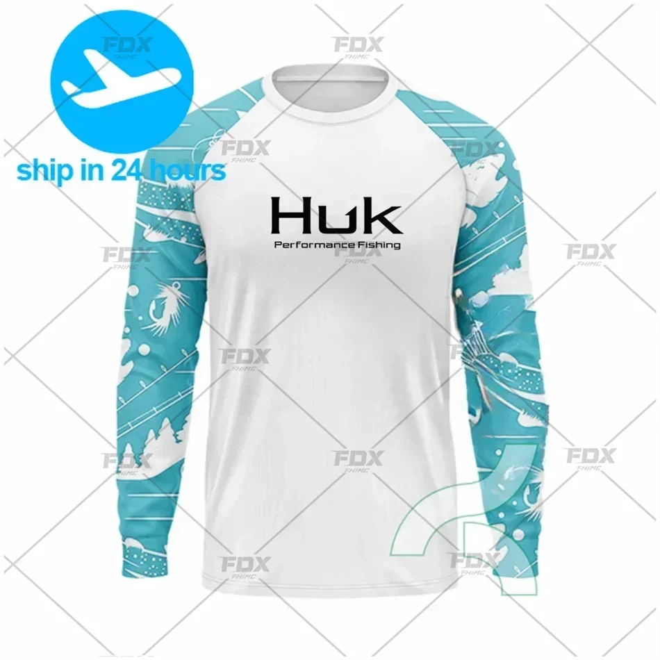 

HUK Fishing Shirt UPF 50 Long sleeved T-shirt Men Outdoor Sun Protection Fishing Clothes Ropa De Pesca Breathable Anti-UV Jersey