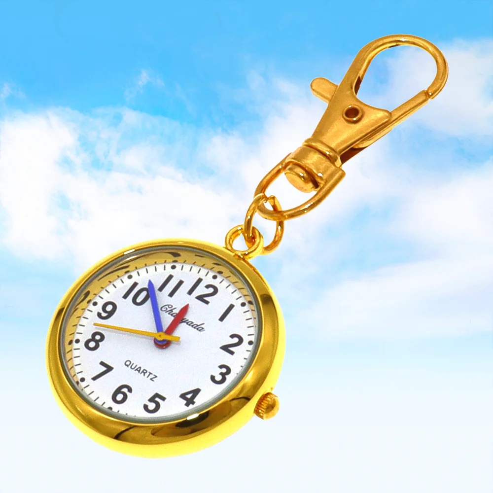 Kids Quartz Pocket Watch Keyring Vintage Fashion Timepiece Accessory with Pendant Chain for Girls And Boys