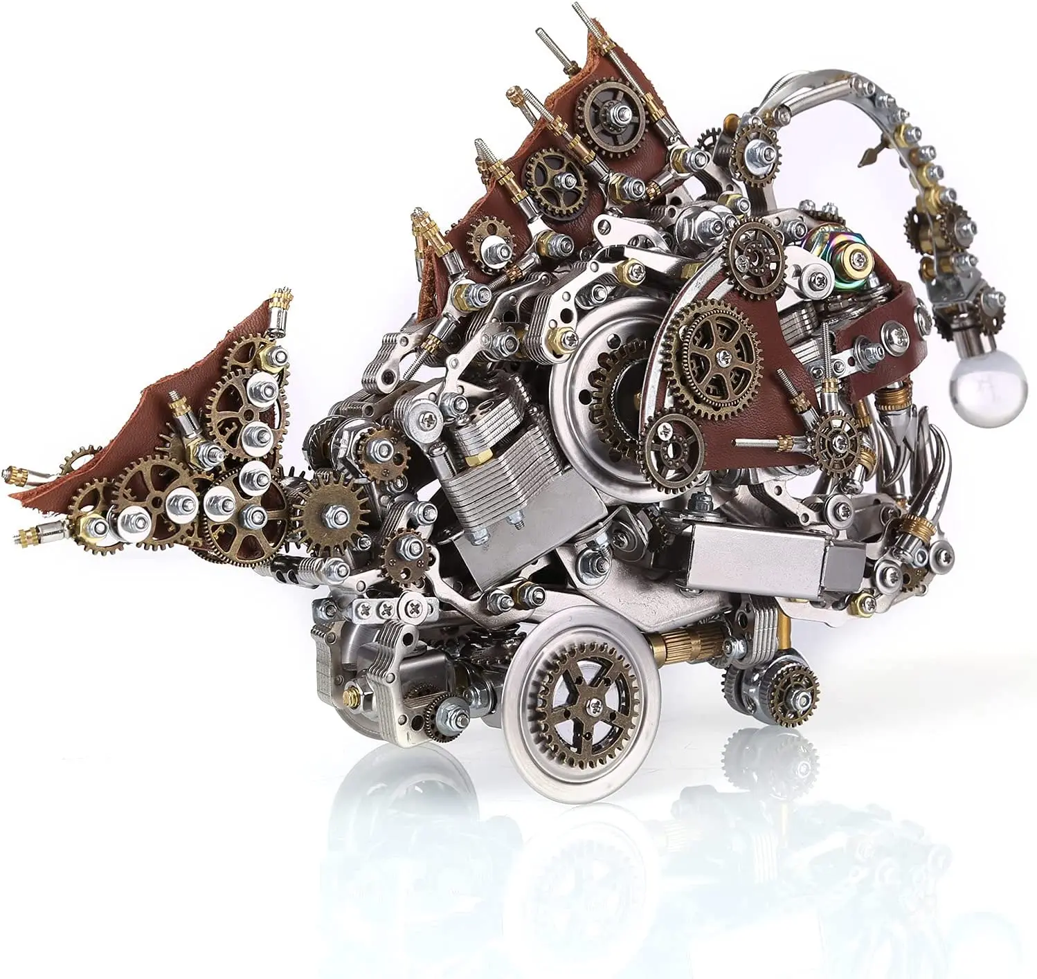 1064pcs 3D Metal Puzzle Mechanical Anglerfish Model Kits with Tool Steampunk DIY Lantern Fish metal assembly for adults Puzzle