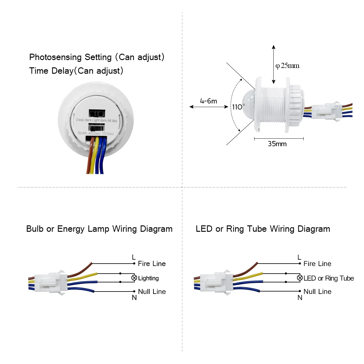 Body Sensor Detector Smart Light Switch LED Auto On Off 110V 220V PIR Infrared Motion Sensor Switch for Home Lighting Induction