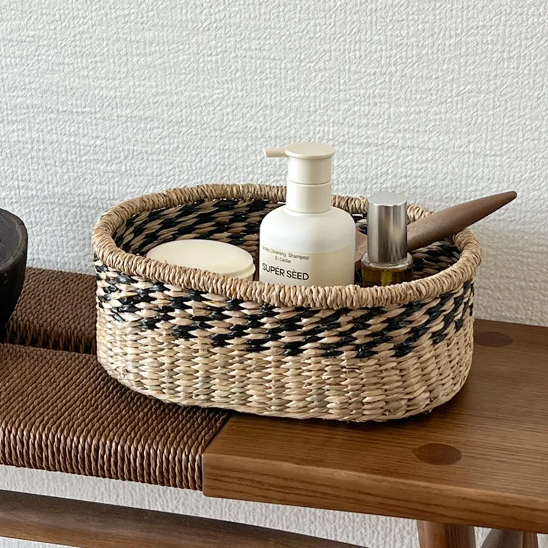 

Плетеная корзина из морской травы в африканском минималистичном стиле, корзина для пикника, фруктов, овощей, настольный органайзер для дома