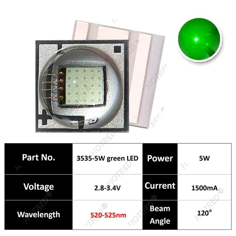 5-10 قطعة 5 واط عالية الطاقة LED مصلحة الارصاد الجوية 3535 السيراميك الأحمر 620nm Blue450nm الأخضر 520nm XPG2 3-3.6 فولت Chip1500mA عالية التوصيل لوحة سيراميك