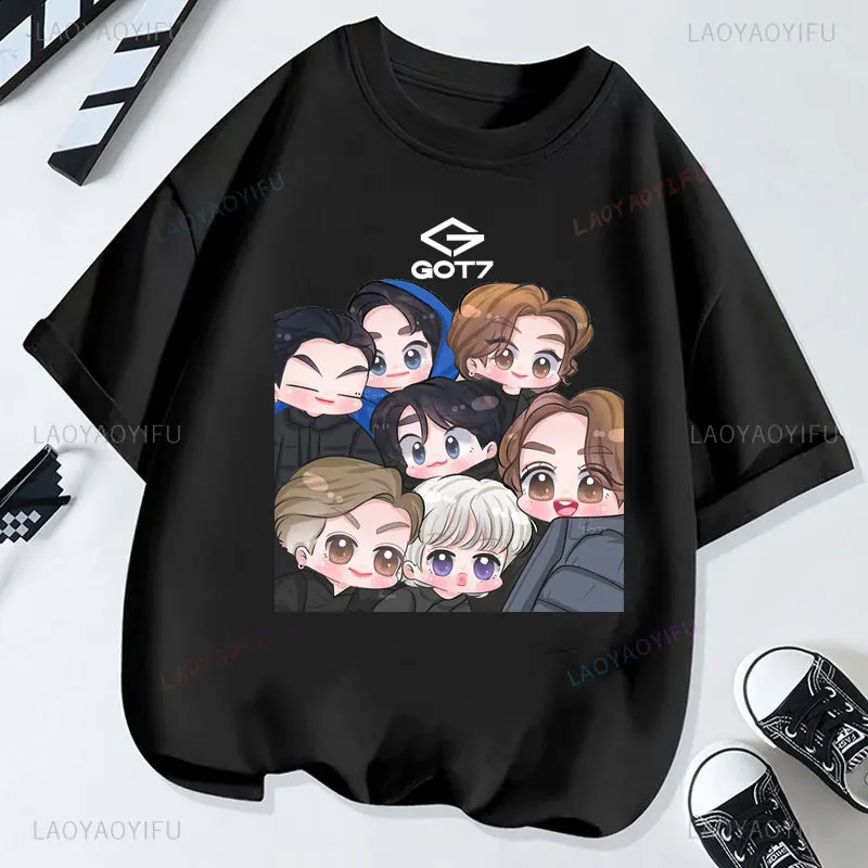 Camiseta de Moda KPOP JB BamBam JinYoung GOT7, Ropa de los 2000s, Ropa Y2K, Ropa de Mujer, Camiseta Barata de Poliéster con Estampado de Manga Corta
