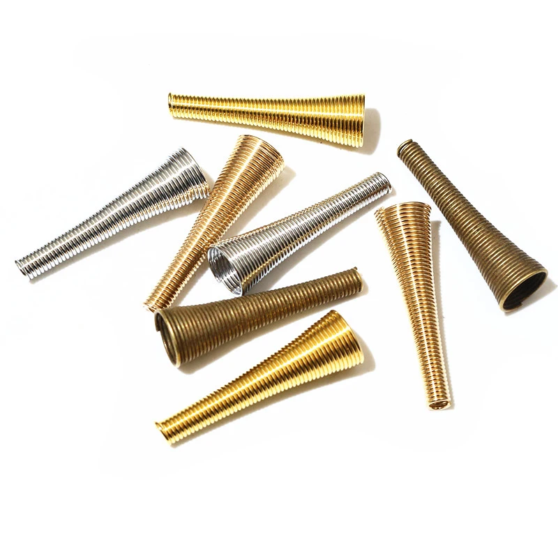 15pcs Metal Spring Funnel Shape Spacer Beads Caps DIY Beading Supplies Cone Spring Coil End caps For Jewelry Makings Accessories