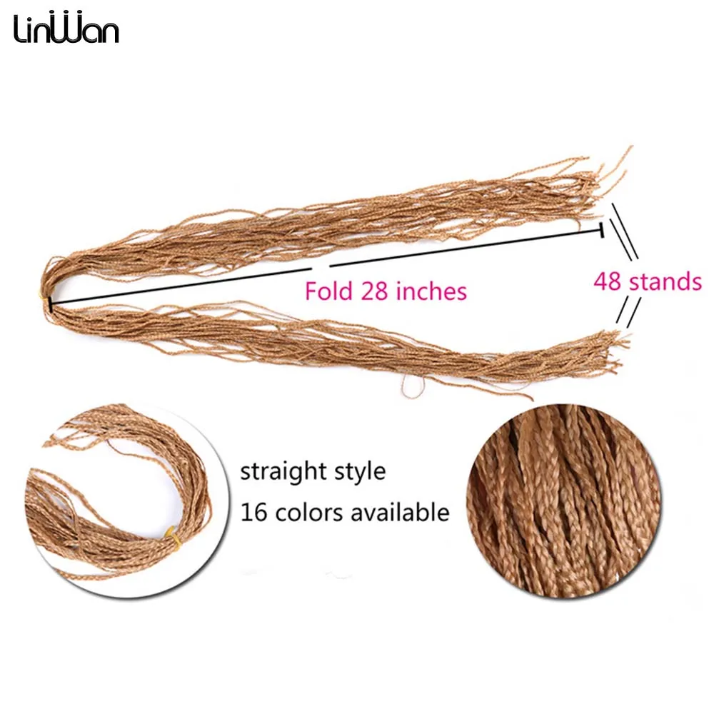 Zizi Braids Thin Micro Crochet Box Braids Synthetic Hair Extensions Gray Purple Pink Blonde Brown Chestnut Crochet Hair Linwan