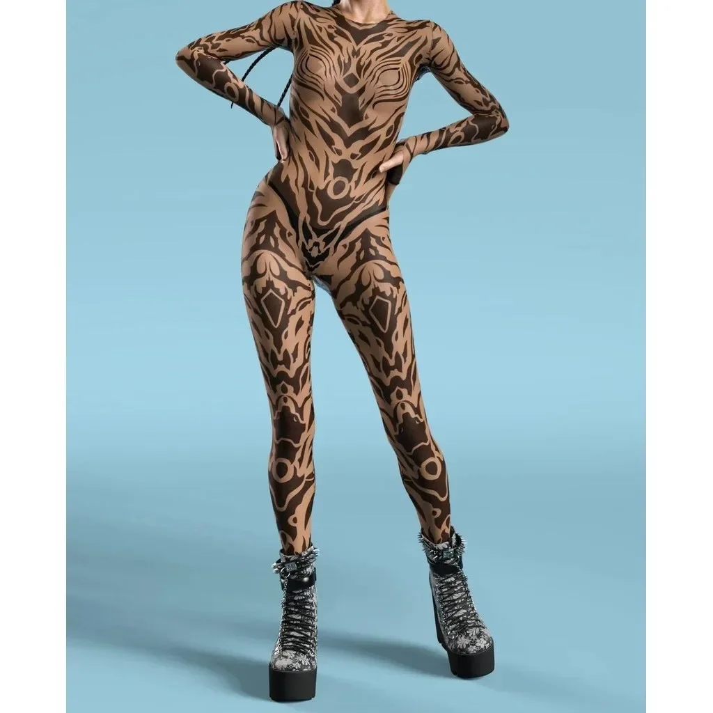 Unisex Cyber Punk 3D Digital Printing Halloween Party Role Play Outfit Women Men Cosplay Costume Carnival Jumpsuit