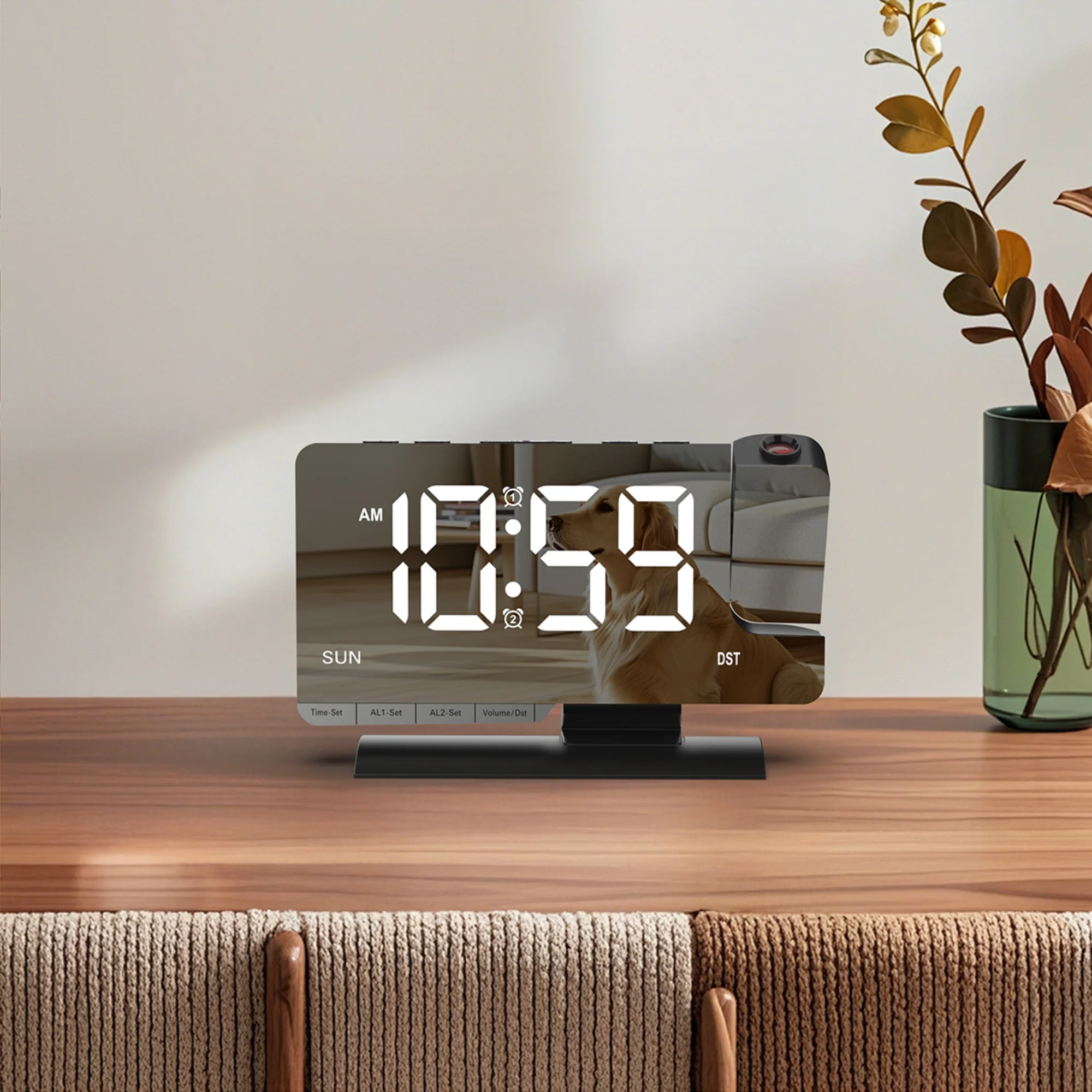 Office & Student LED Projection Alarm Clock • 180° Rotating Digital Clock • Weekday/Weekend Mode, Dimmer & Multifunctional