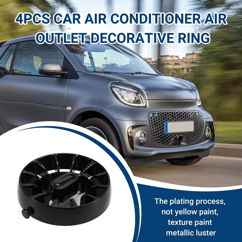 1Set/4Pcs Car Vortex Air Conditioner Air Outlet Modification Parts For Mercedes Smart 453 Fortwo Black