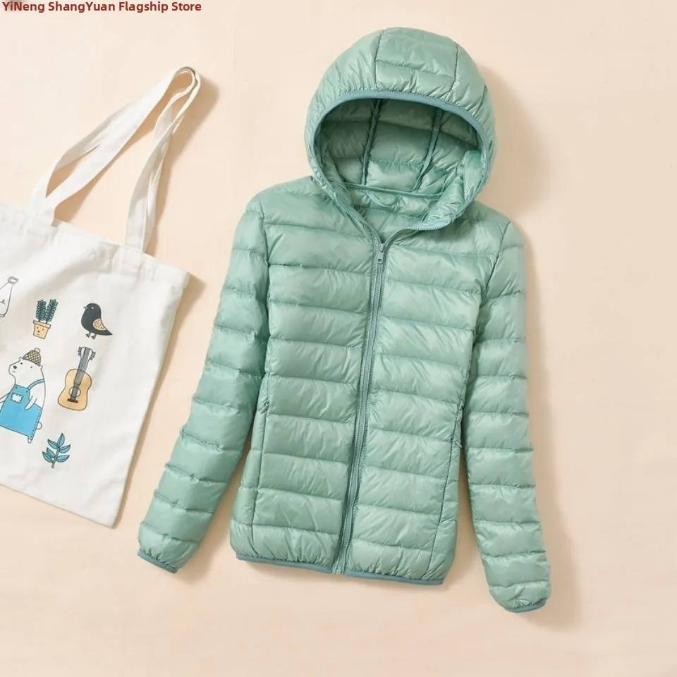 

Lightweight ort down Jaet for Women with Hood Stand Collar Slim Fit Korean Sle Cute Student Coat Autumn New Arrival