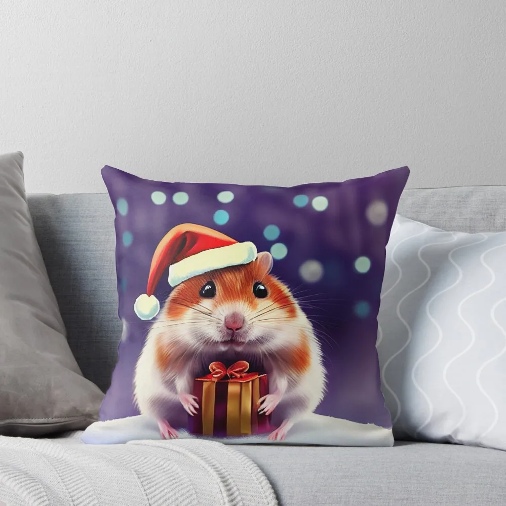 Christmas Hamster - Perfect For Animal Lovers Throw Pillow Christmas Pillow Cases luxury decor pillow