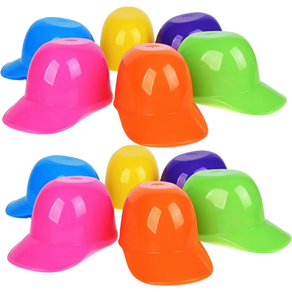 

12pcs Candy Colored Ice Cream Bowls Childrens Baseball Hat Shaped Tableware Plastic Dessert Kitchen Gadgets Salad Food