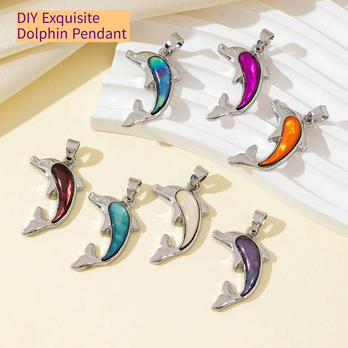 Electroplating Dolphin Pendant Natural The Mother Of Pearl Shell Pendant 27x19mm For Jewelry Making DIY Necklace Accessory
