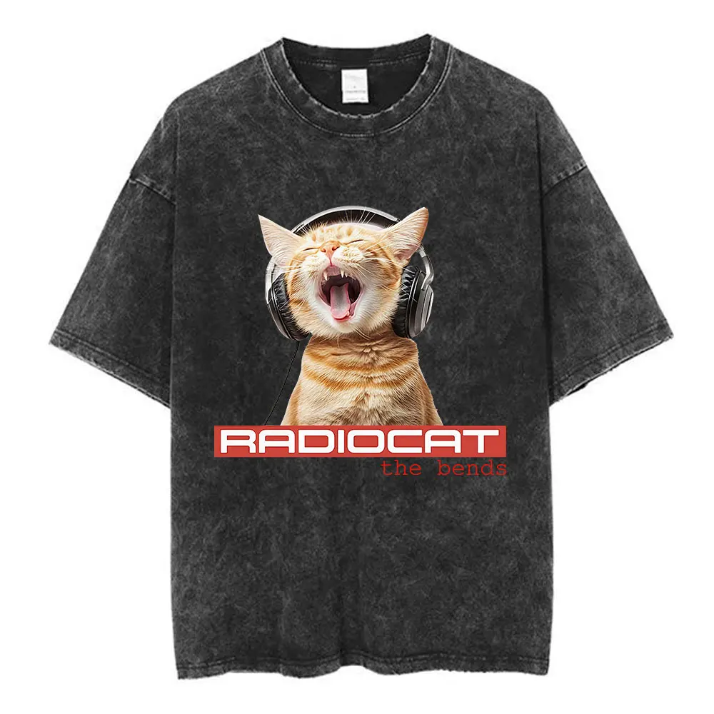 

Рок-группа Radiohead, забавные винтажные потертые футболки Radiocat The Bends, мужские и женские модные футболки большого размера в стиле хип-хоп, уличная одежда