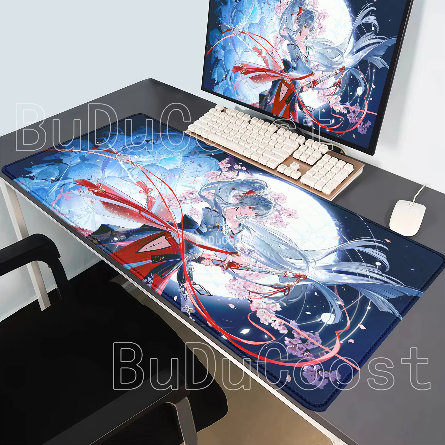 Sexy Hiyuki WuWa Anime Girl Mouse Mat Gaming Wuthering Waves Non-slip Base Mousepad PC Offices Keyboard HD Printing XXL Desk Mat