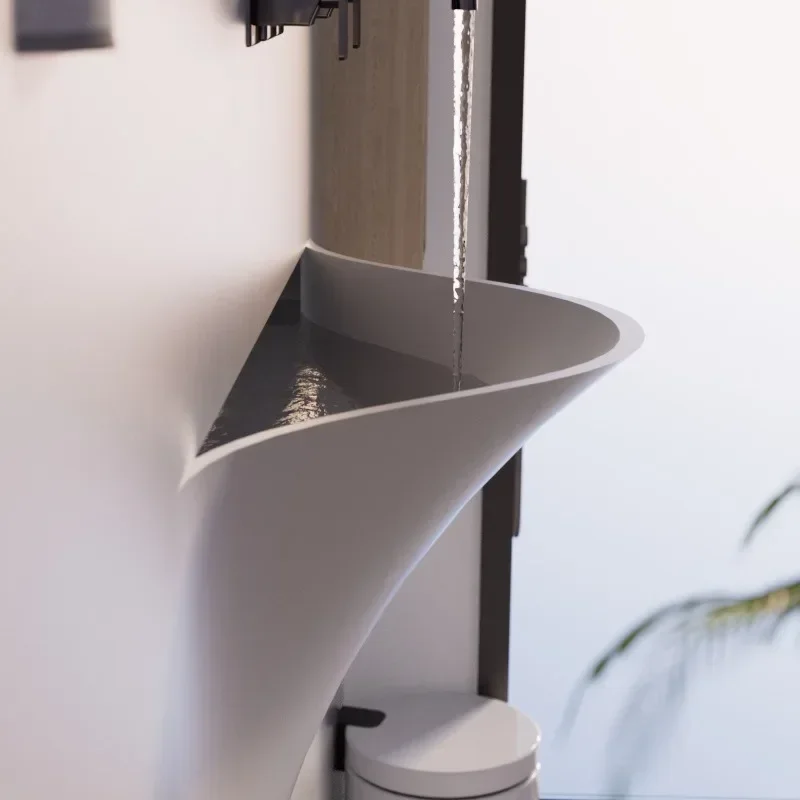 Built-in curved line wash basin