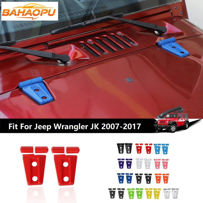 

BAHAOPU ABS Car Engine Hood Hinge Decoration Cover For Jeep Wrangler JK 2007-2017,Chrome/Black/Carbon Fiber Styling Accessories