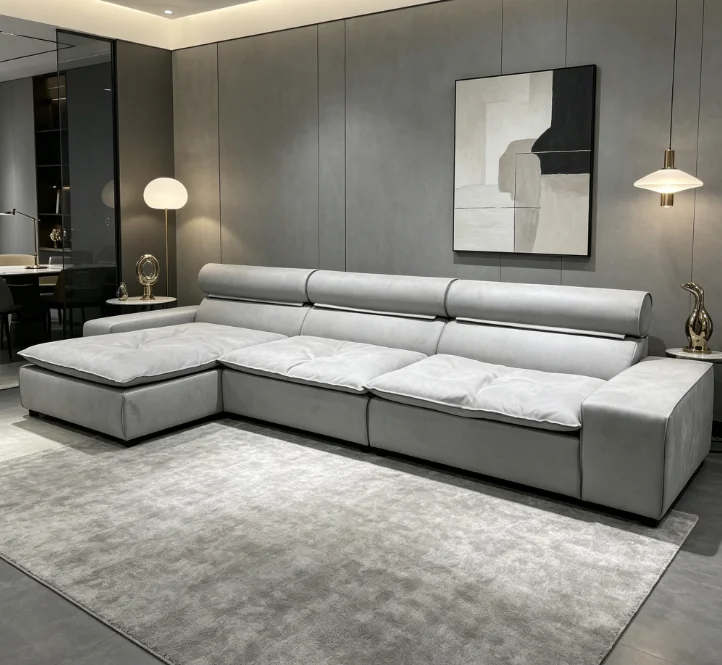 #Elegant Gray Modular Sectional, Plush Deep-Seat with Chaise Lounge, Perfect for Elevating Modern Home Decor