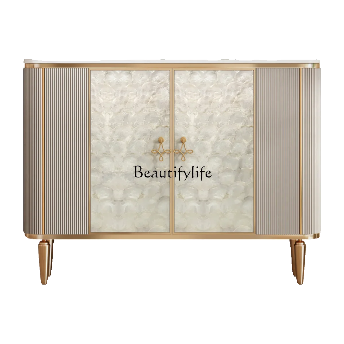 

Entry entrance Modern light luxury shell decorative cabinet Solid wood screen partition rock slab dining side cabinet