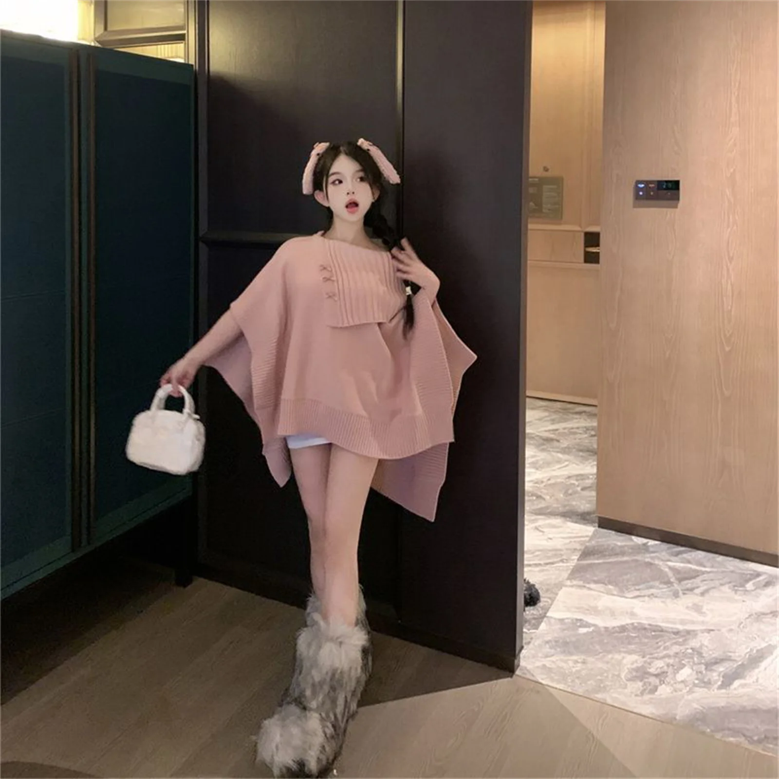 Autumn and Winter New Irregular Knitted Sweater Women's Top Fashion Knitted Shawl Coat