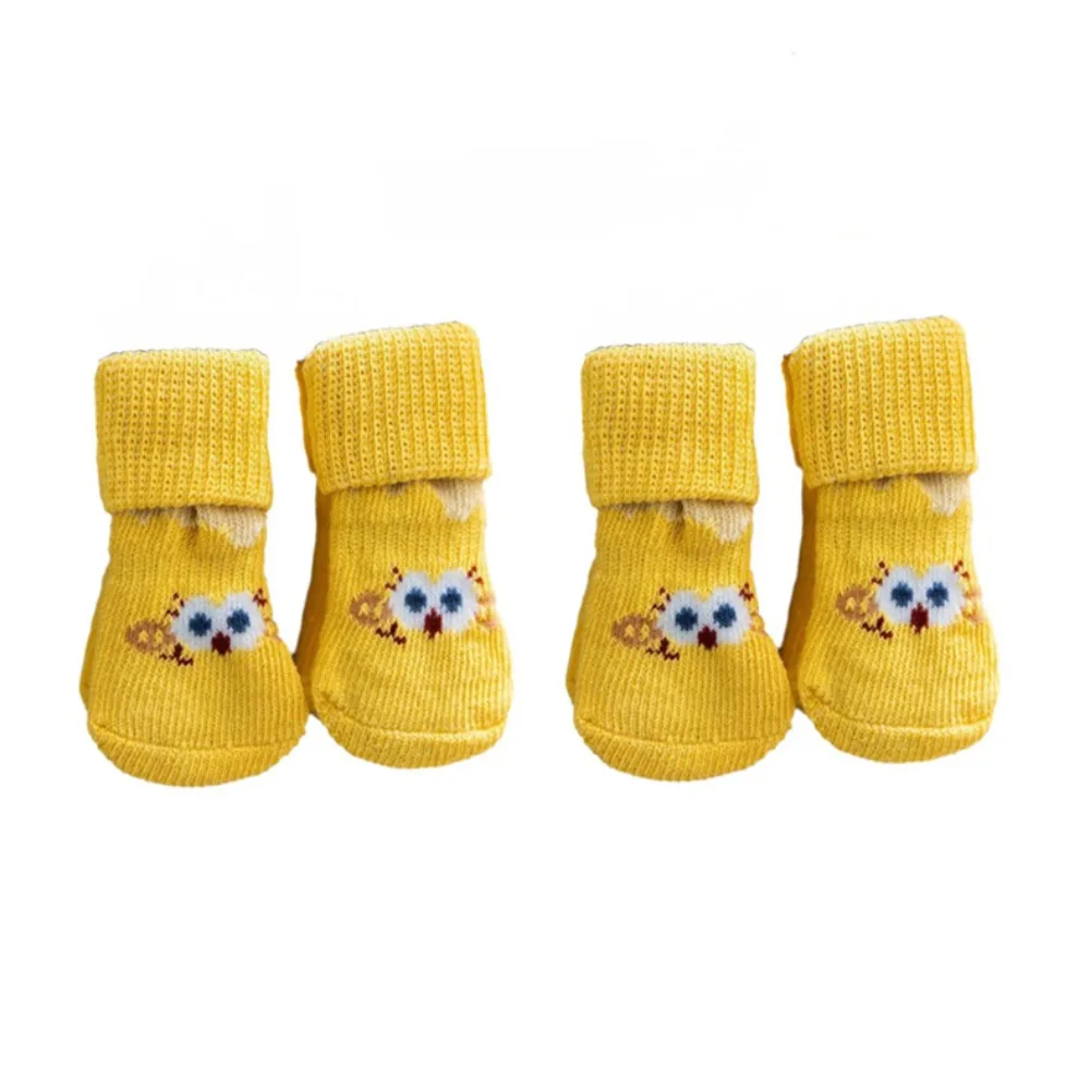

4pcs/set Adorable Cartoon Pattern Pet Anti-slip Socks Soft Comfortable Puppy Warm Socks Elastic Pet Floor Socks for Puppy Cats