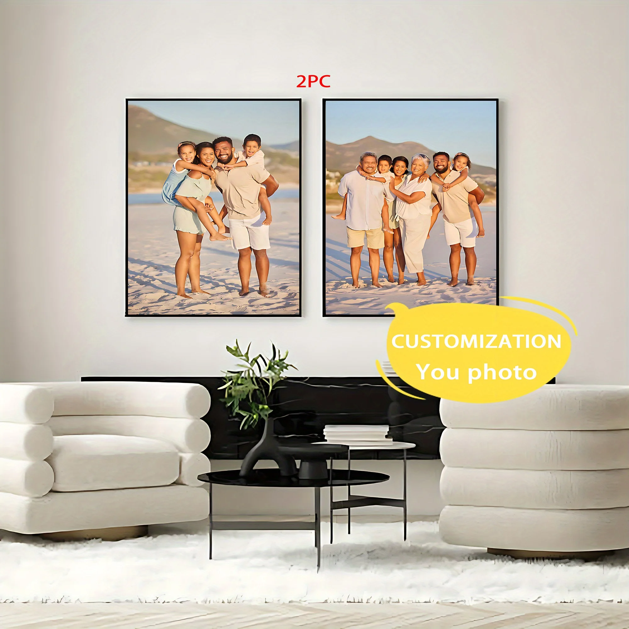 2 Stück Individueller Leinwanddruck Personalisierte Foto-Sets Drucke Familienleben Haustiere Landschaften Paare Hochzeiten Heim-Deko Wandposter