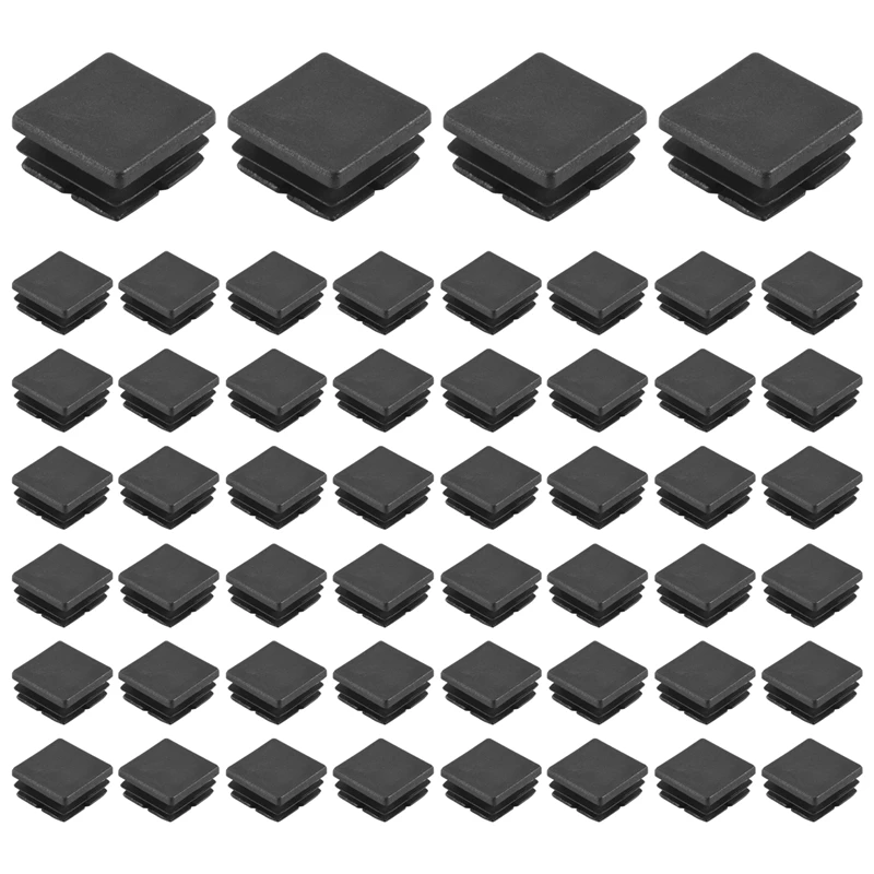사각 튜브 엔드 캡 플라스틱 플러그, 포스트 파이프 캡 커버, 튜브 인서트, 의자 글라이드 플러그, 1 인치, 200 개