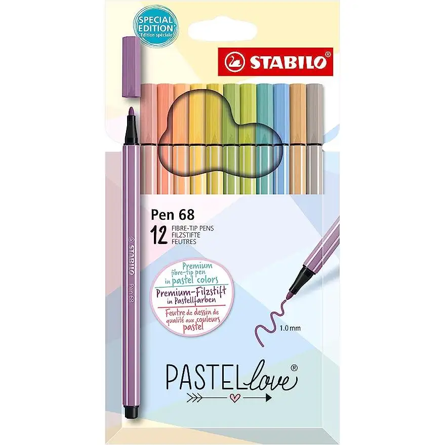 ROTULADOR STABILO POINT 68 PASTEL LOVE 12 COLORES