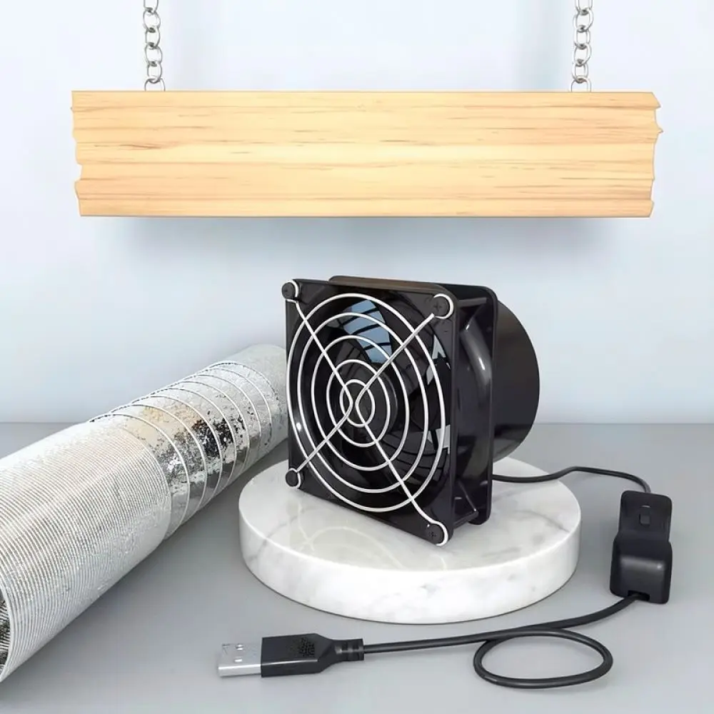 USB Powered Exhaust Fan Kitchen Ventilation Blower Adjustable Speed Duct Extractor Portable Air Circulation Cooling Home Unit
