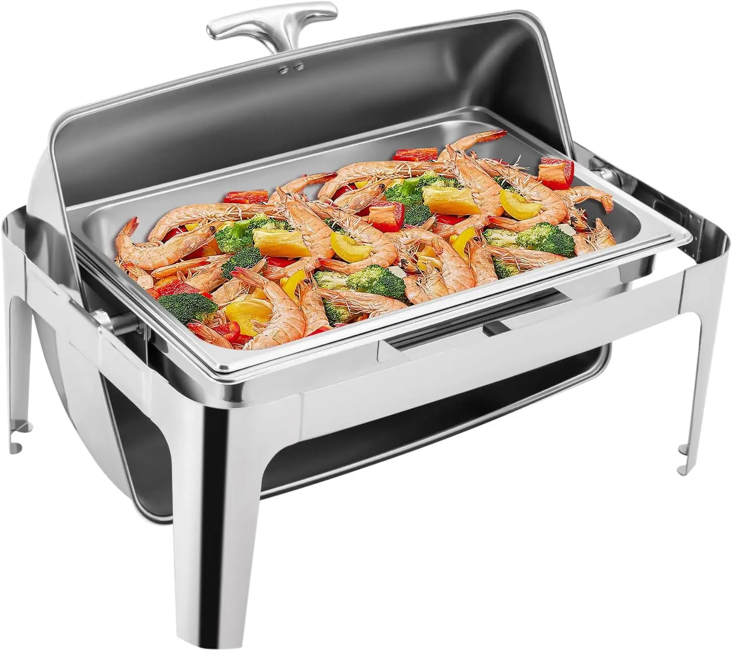 

Roll Top Chafing Dish Buffet Set, 9.5Qt Stainless Steel Rectangular Buffet Set with Food Pan, Catering Food Warmer for Weddings, Parties