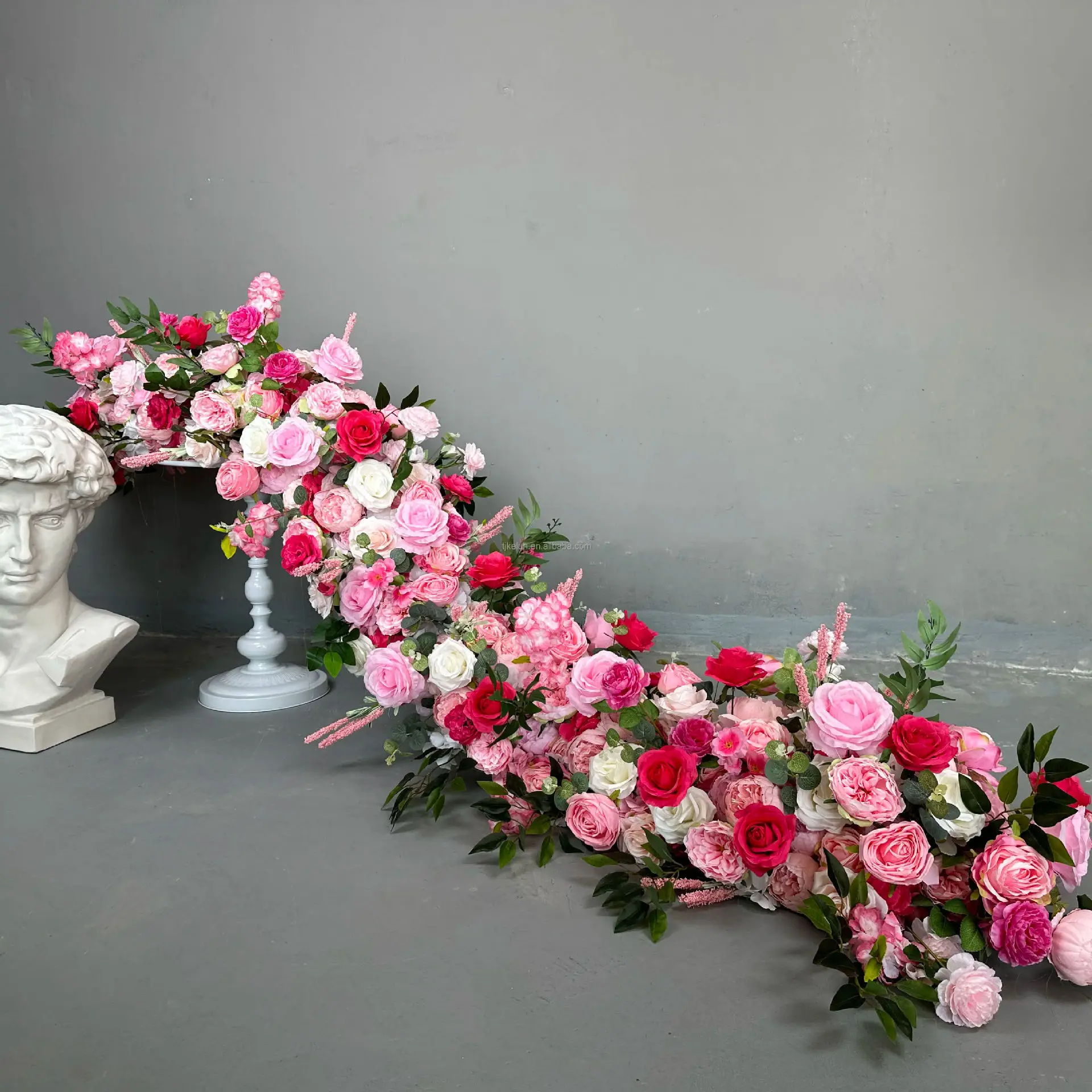 Lila Serie Hochzeitsblumen Hintergrund Hortensien Dekor Luxus Rose Künstliche Blumenreihe Tischdekoration Party Bühnenblumen 5D – Detail 3