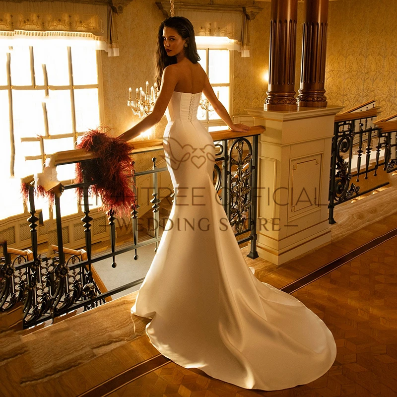 Eightree White Mermaid Wedding Dresses 2026 Sweetheart Sweep Train Maxi Bridal Dress Satin Evening Wedding Prom Gowns Customized