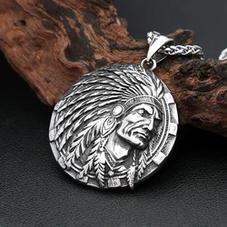 New Vintage Classic Indian Chief Head Pendant For Men Women Stainless Steel Punk Biker Ethnic Style Jewelry Gifts Dropshipping