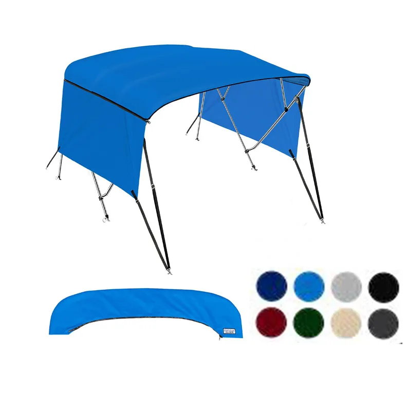4 Bow Bimini Top, with Removable Sidewalls, 600D UV Resistant Waterproof Canopy Cover, for Marine Pontoon Fishing Boat Yacht