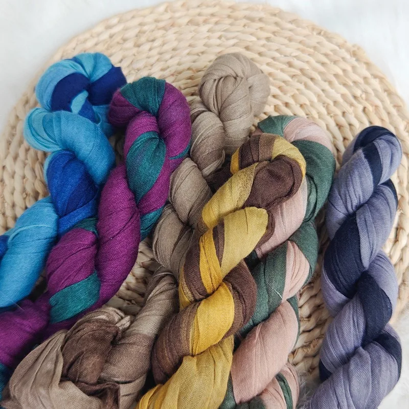 

Весенне-осенний шарф с морщинами, простой универсальный шелковый шарф, корейский стиль, экспортная шаль с цветочным принтом, женский шарф из вуали