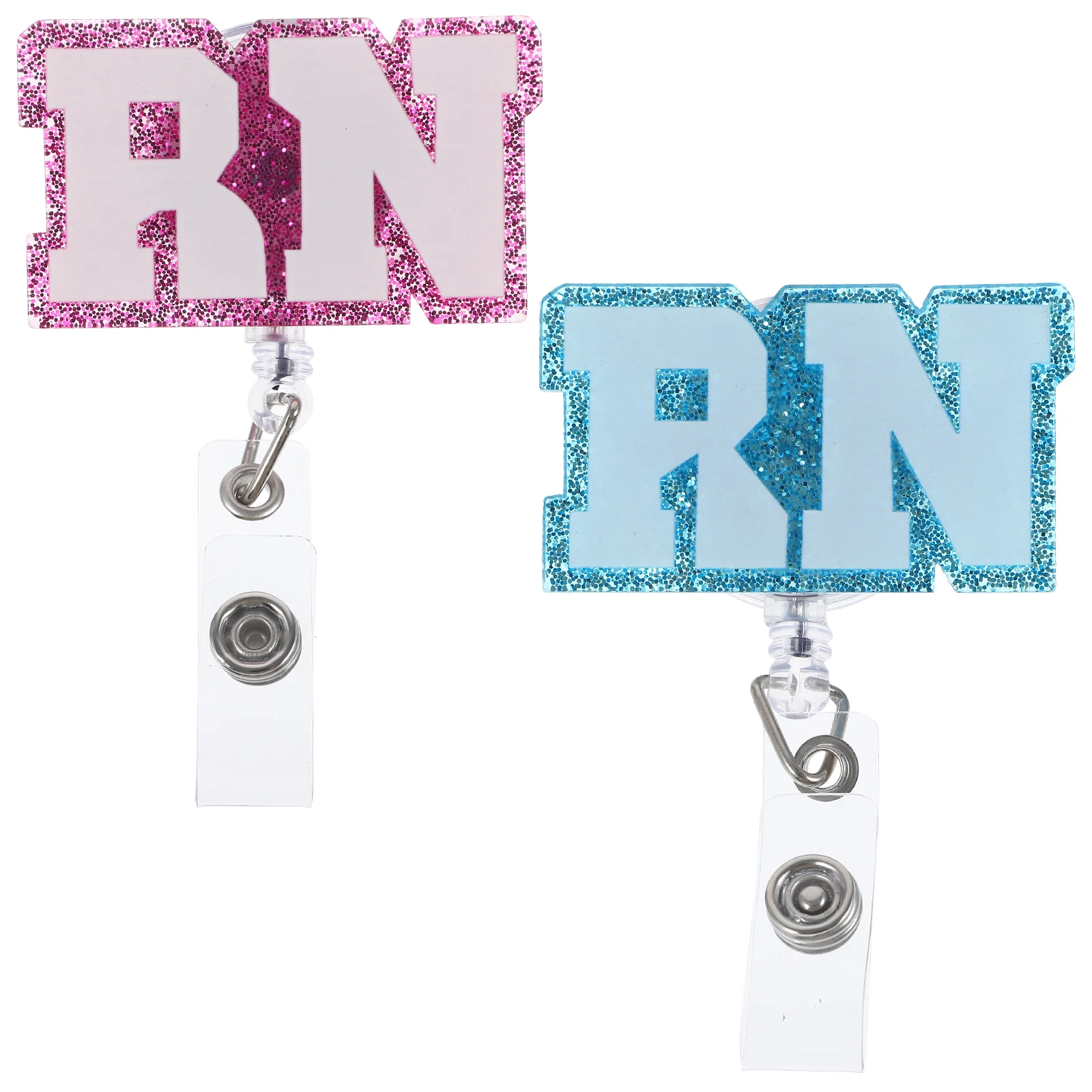 2 Pcs RN Nurse Can Buckle Badge Holder Reel Doctors Holders Name Reels Retractable Clip