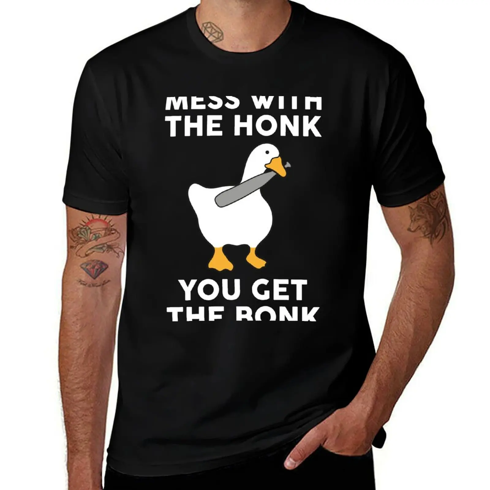 

Mess With The Honk You Get The Bonk Funny Goose T-Shirt cotton tshirt 100% man t shirts cotton T-Shirt