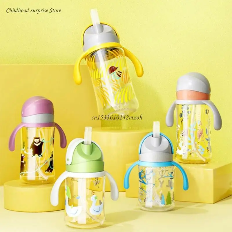 Milk Bottle Sippy Lid Baby Round Bottle Straw Water Cup Lid Convert Straw Lid & Bottle Handle Set for Pigeon III Dropship