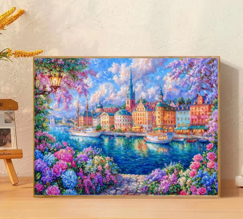 

9ct 75X100cm Harbour предварительно напечатанный набор для вышивки крестом DIY набор для вышивания ручной работы нить игла поделки