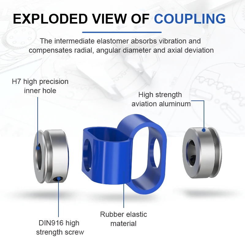 AUCHTEL LS D D27L30 8 Font Encoder Shaft Coupling Double Loop Al Alloy Coupler Flexible CNC 3D Printer Universal Joint Connector