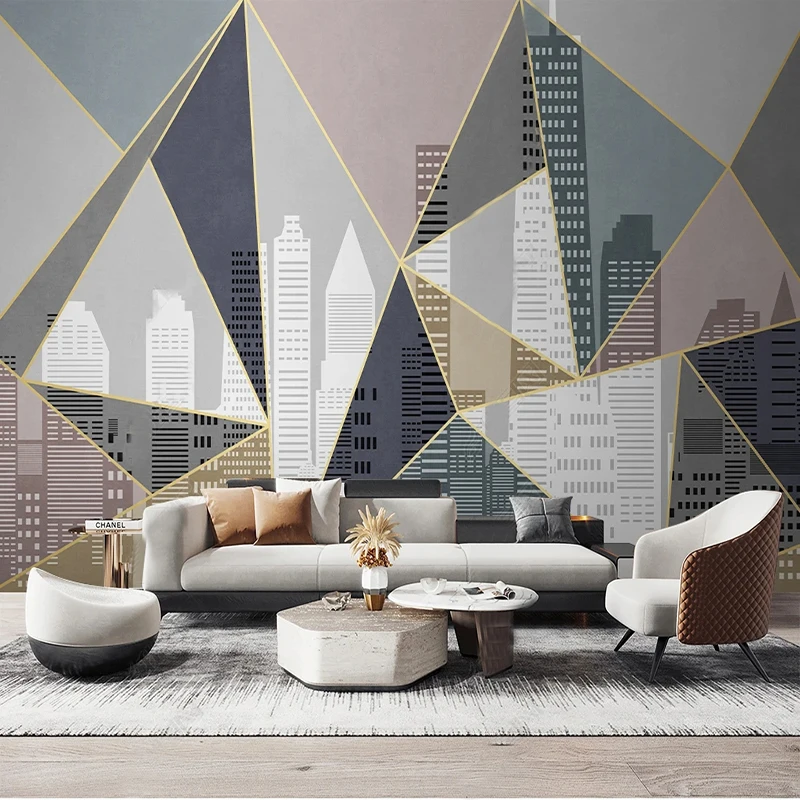 Custom Any Size Mural Wallpaper Modern Simple Urban Architecture Geometry Wall Fresco Living Room Study Papel De Parede Sticker