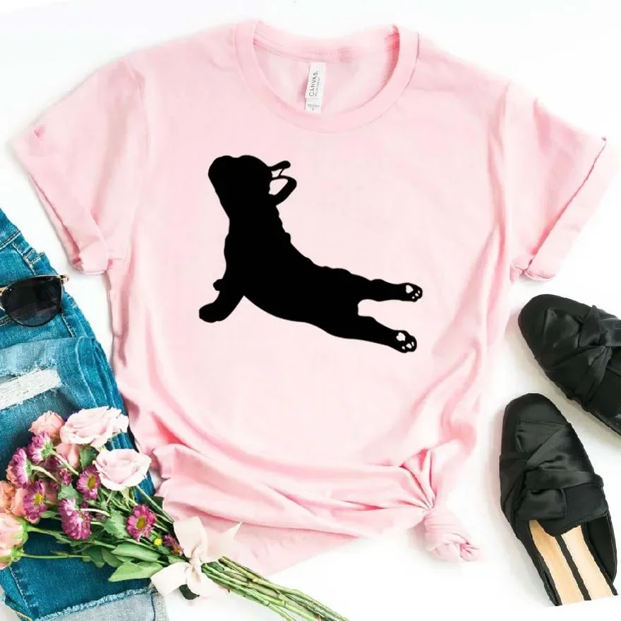 French Bulldog Yoga Pose Print Women tshirt Cotton Hipster Funny t-shirt Gift Lady Yong Girl Top Tee 2024  women t shirt