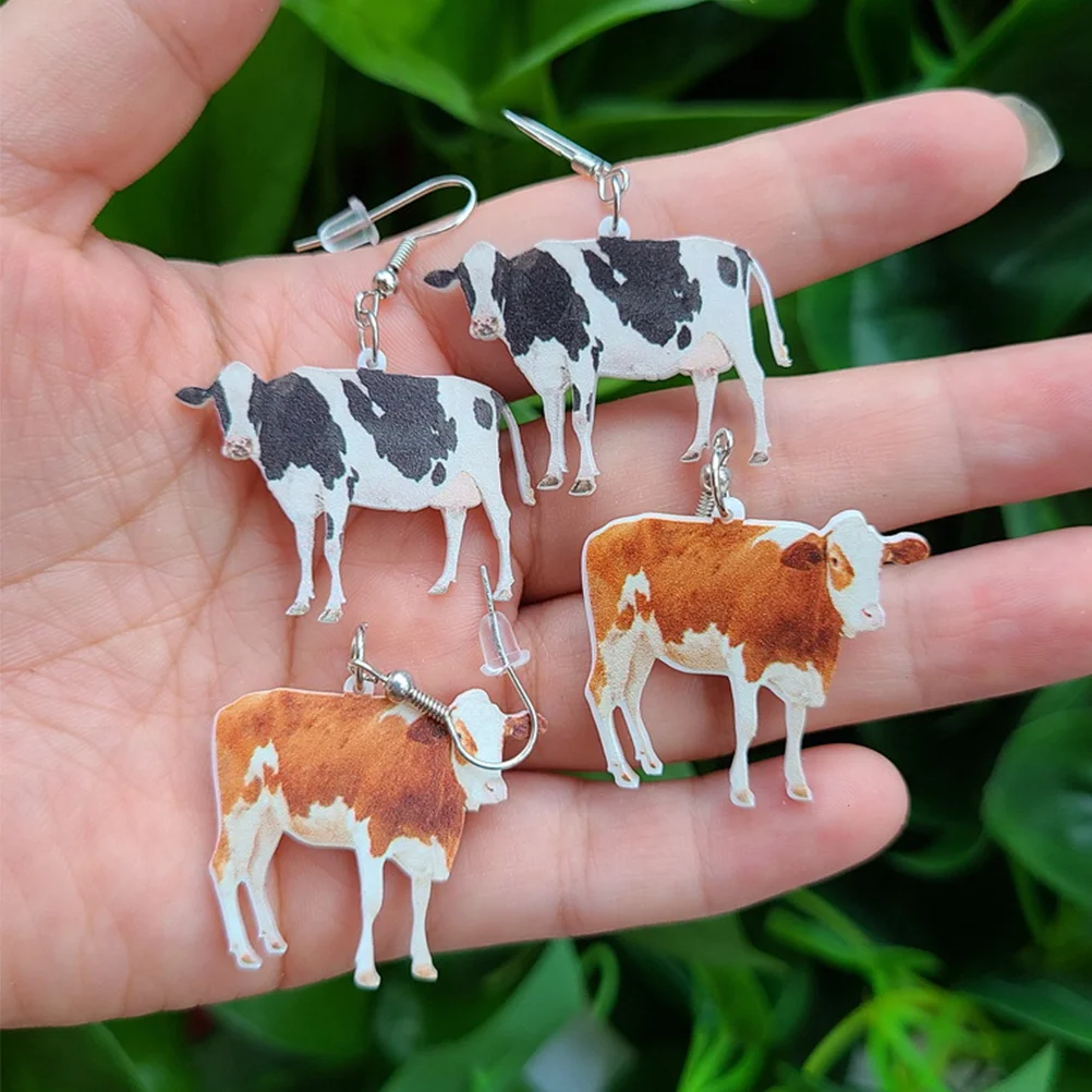 2Pairs البقرة الأقراط العصرية الاكريليك انخفاض الأقراط للنساء مجوهرات خفيفة الوزن حفل زفاف وعيد ميلاد الأذن المجوهرات