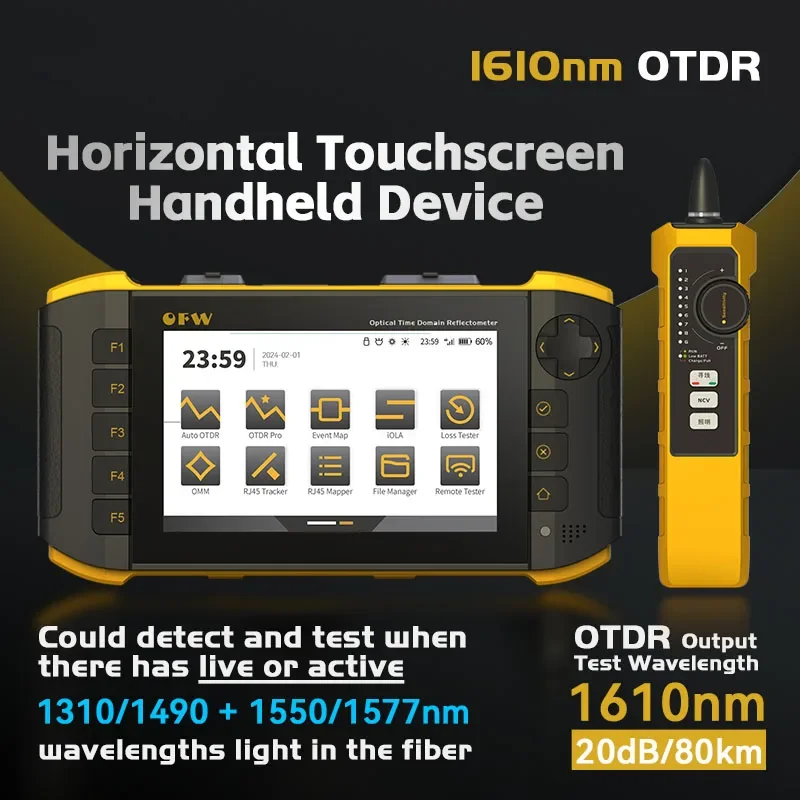 

OFW Touchable Screen Fiber Optical Time-Domain Reflectometer 1610nm 20dB Active Fiber Live Test OTDR Built in OPM VFL iOLA