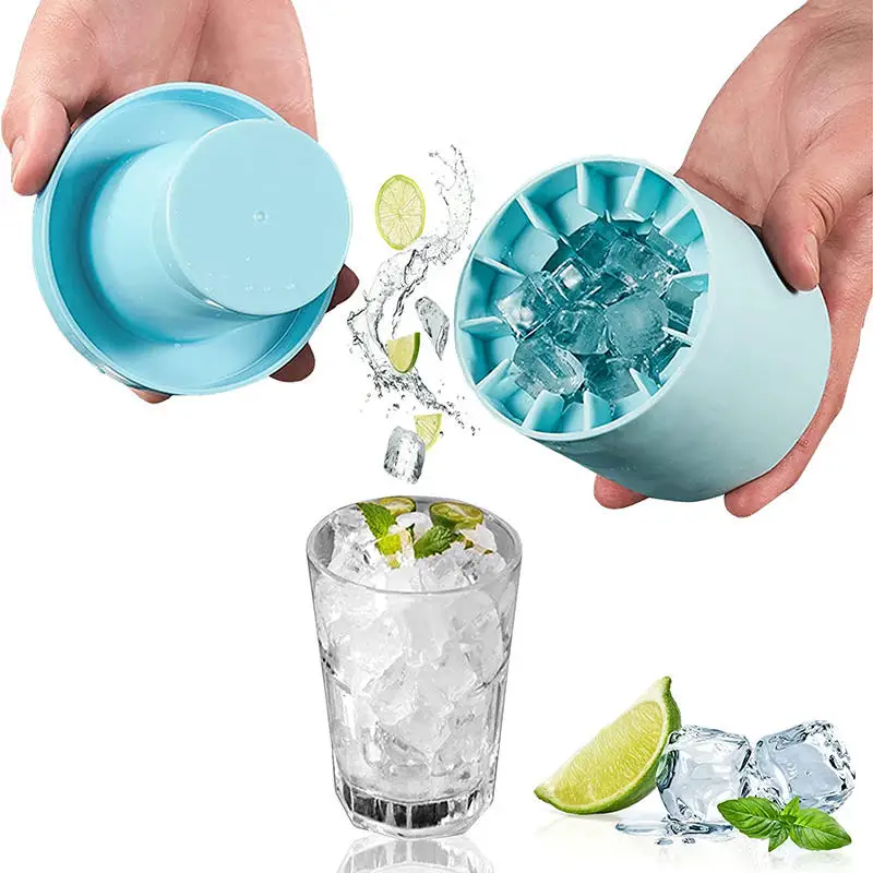 Food Grade Silicone Cylindrical Ice Mold, Quick Freezing Ice Cup Tray, Household DIY Ice Making & Storage Container