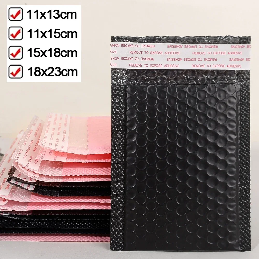 50-10PCS Zwart/Roze Bubble Envelop Self Seal Gewatteerde Bubble Mailers Waterdichte Verzending Pakketten voor Sieraden Make-up benodigdheden