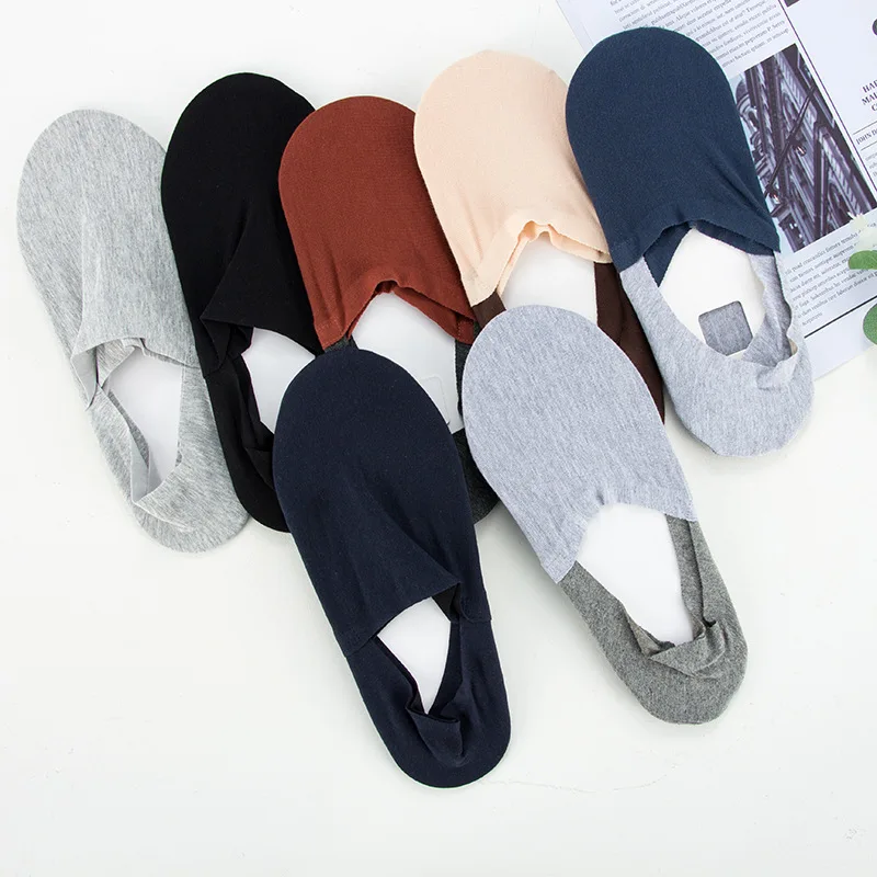 100% Cotton Silicone Non-Slip Men Summer Socks Thin Breathable Business Male Adult Shallow Mouth Grey Navy Boat Ankle Tight Sox