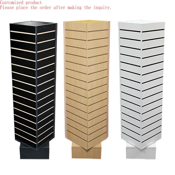 

Custom.HIKUYA Revolving Slatwall Tower Display 4-sides Slatwall Display Gondola